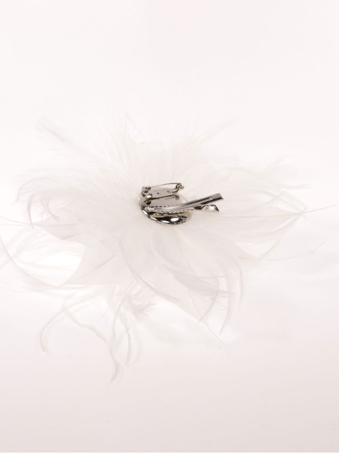 Tocado pequeño plumas blanco