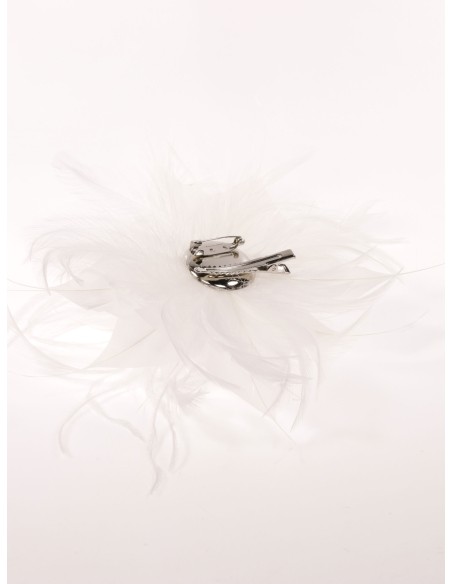Tocado pequeño plumas blanco