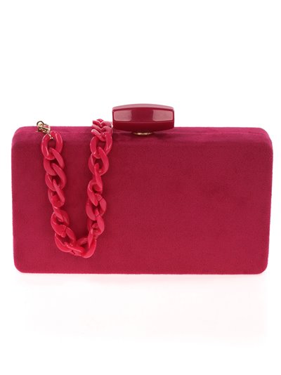 Suede effect clutch with chain buganvilla
