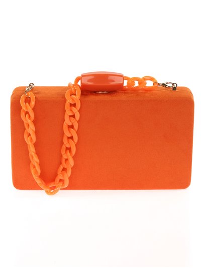 Suede effect clutch with chain naranja