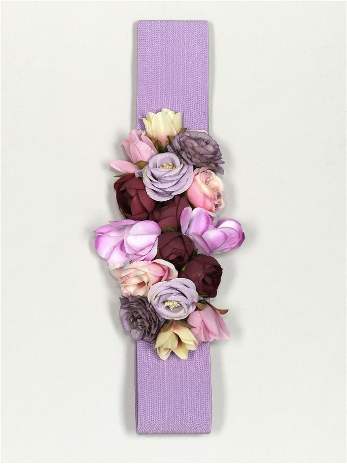 Cinturón elástico flores lila