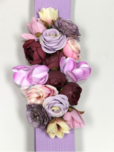 Cinturón elástico flores lila 2