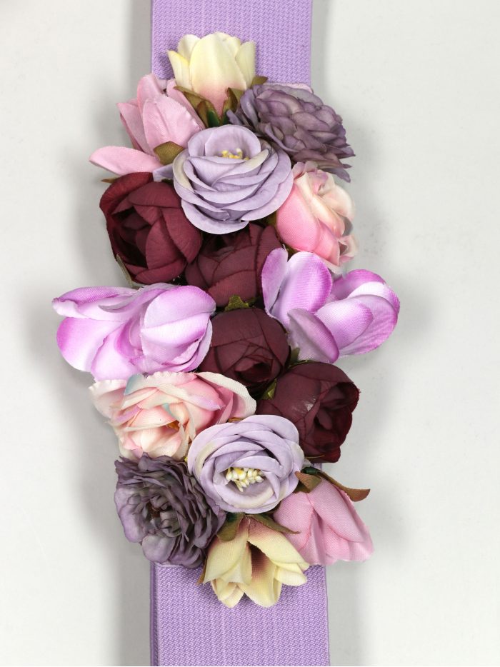 Cinturón elástico flores lila