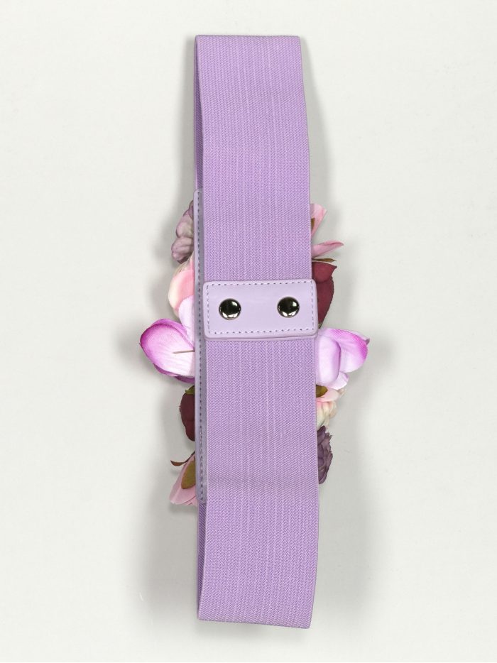 Cinturón elástico flores lila
