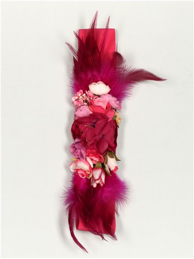 Cinturón elástico flores plumas buganvilla