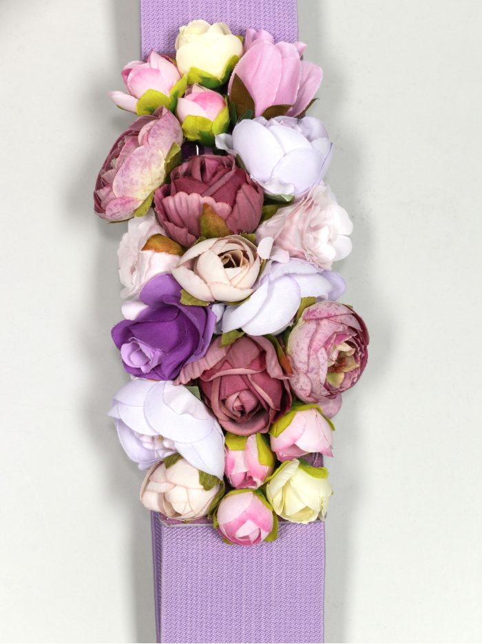 Cinturón elástico flores lila