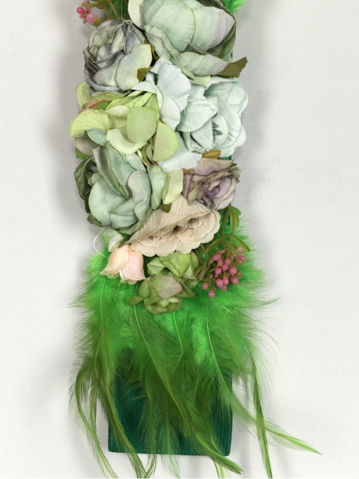 Cinturón elástico flores plumas verde-hierba