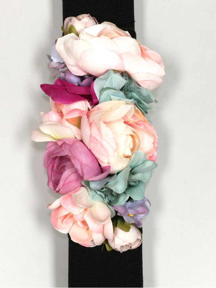 Cinturón elástico flores negro