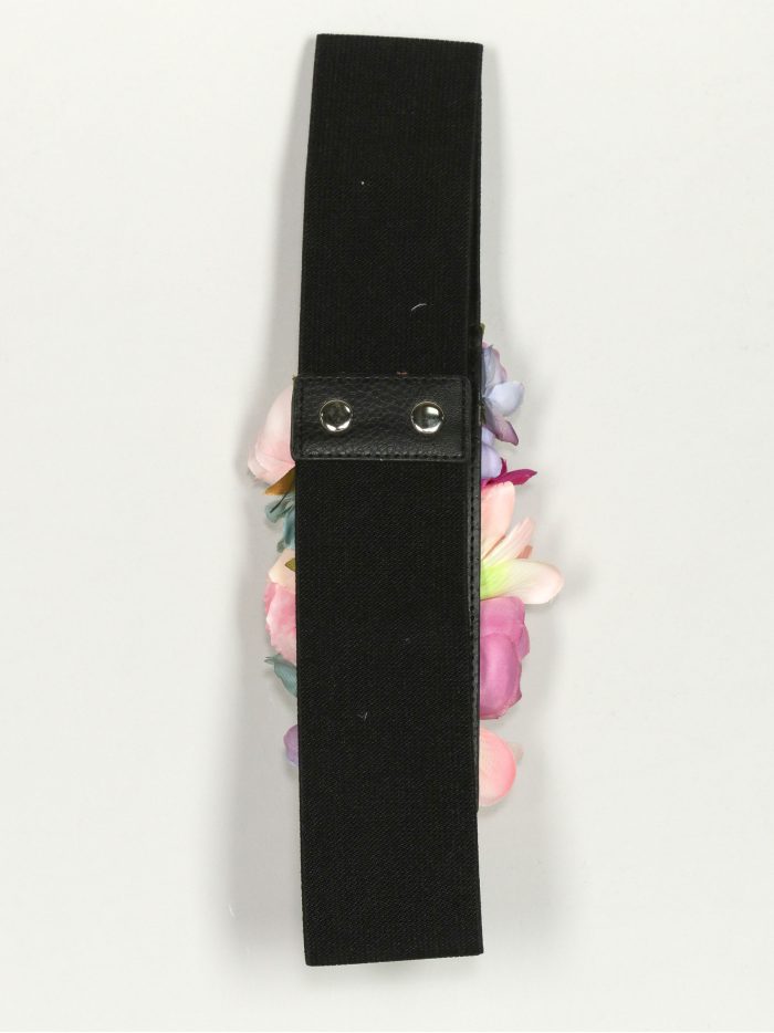 Cinturón elástico flores negro