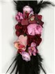Elastic belt with flowers negro