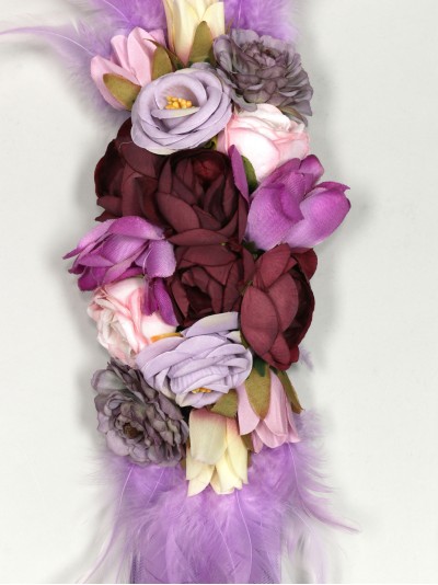 Cinturón elástico flores plumas lila 2