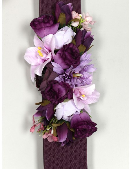 Cinturón elástico flores morado