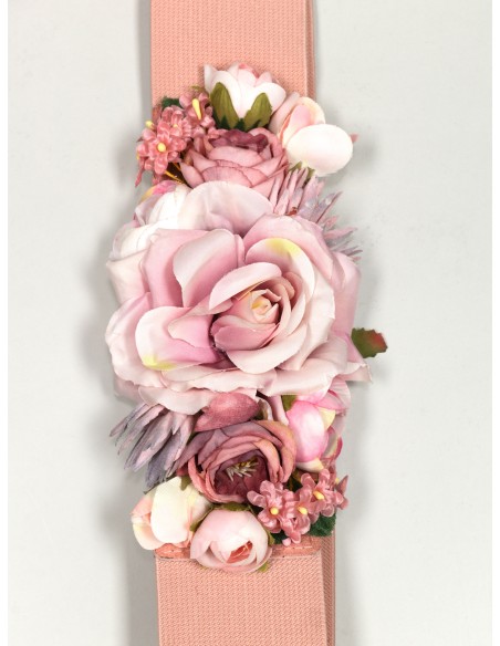 Cinturón elástico flores rosa