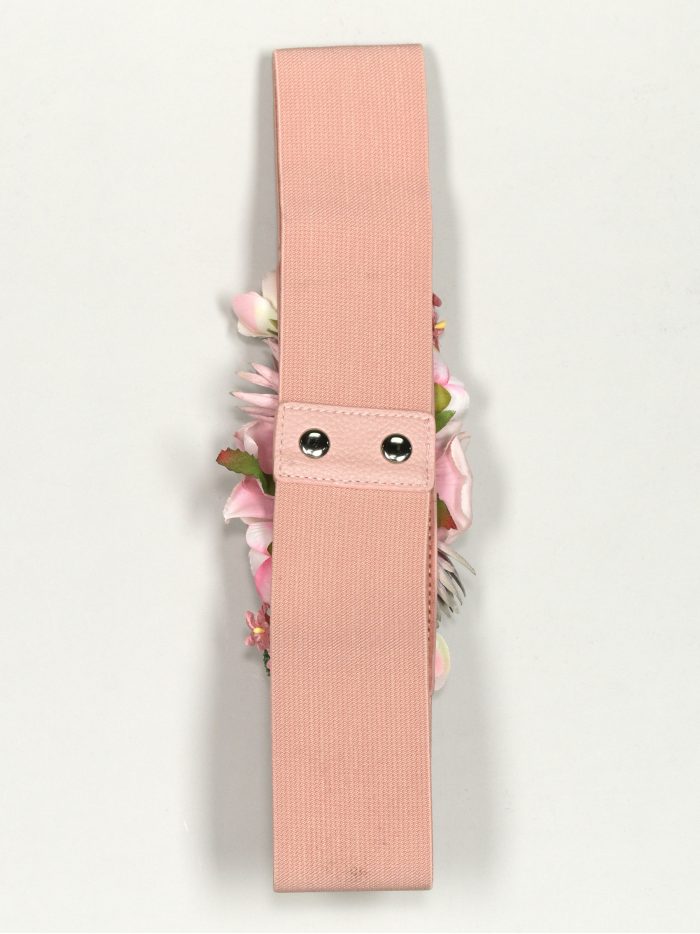 Cinturón elástico flores rosa