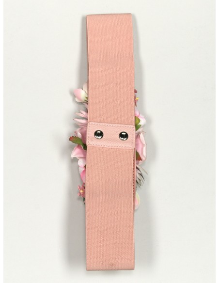 Cinturón elástico flores rosa