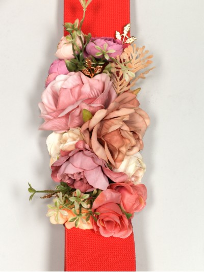 Cinturón elástico flores coral 2