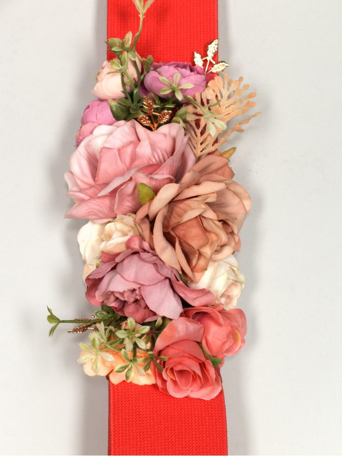 Cinturón elástico flores coral