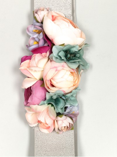 Cinturón elástico flores plata 2