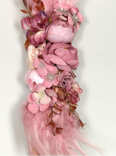 Cinturón elástico flores plumas rosa 2