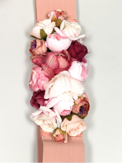 Cinturón elástico flores rosa 2