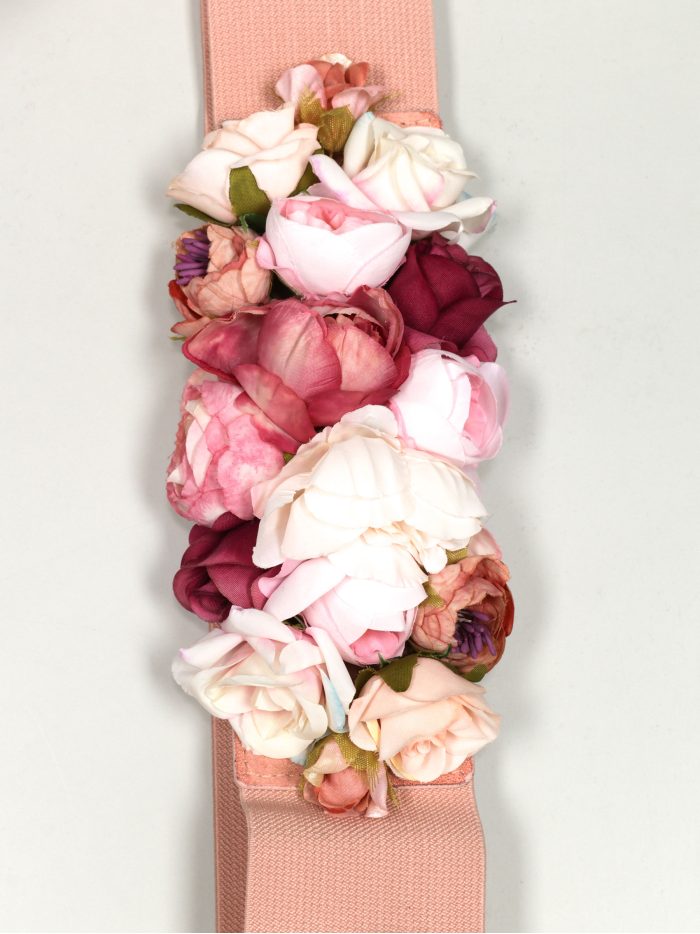 Cinturón elástico flores rosa