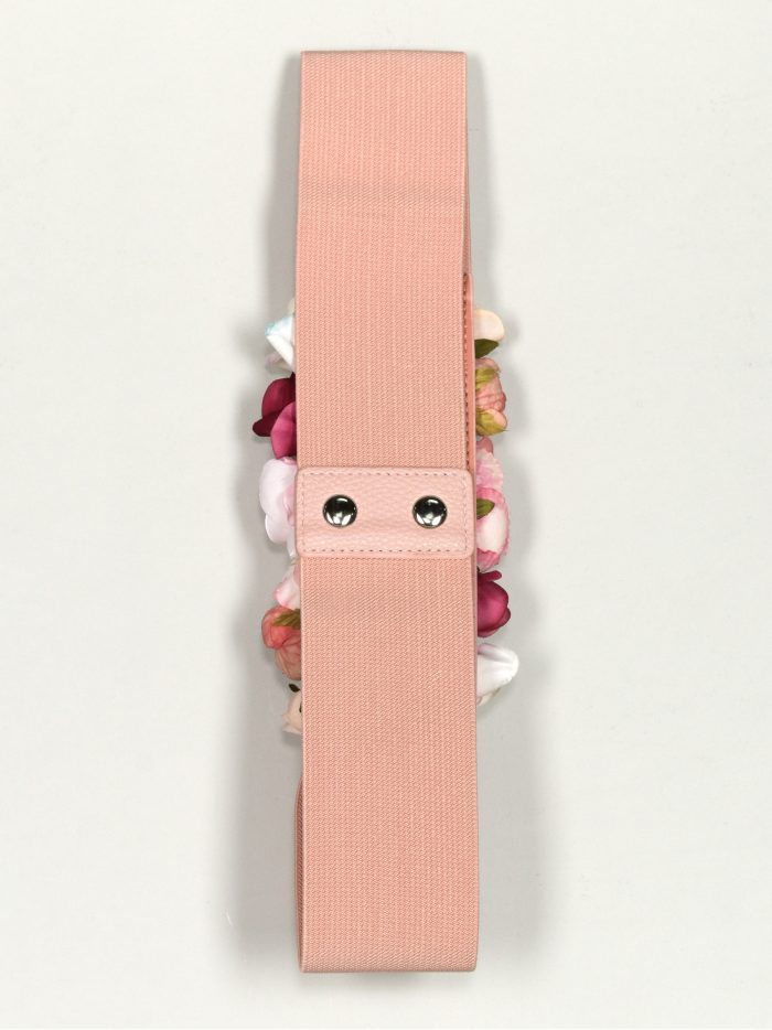 Cinturón elástico flores rosa