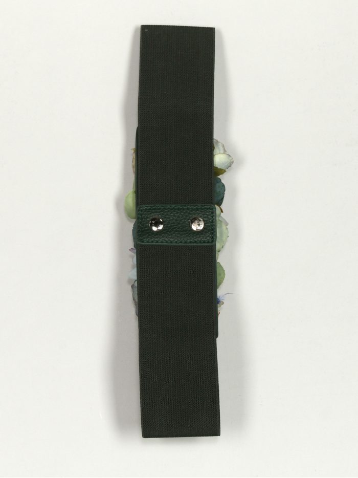 Cinturón elástico flores verde-militar