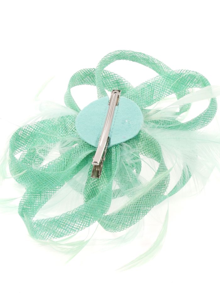 Tocado mediano plumas verde-agua