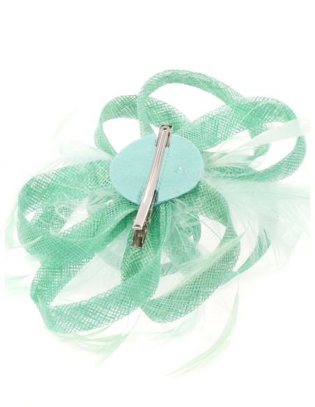 Tocado mediano plumas verde-agua