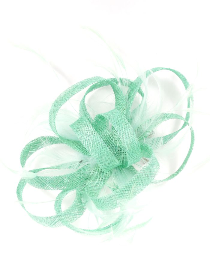 Tocado mediano plumas verde-agua