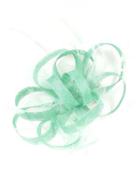 Tocado mediano plumas verde-agua