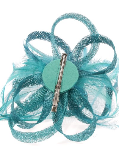 Tocado mediano plumas teal 2