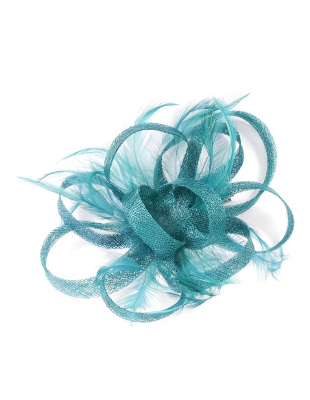 Tocado mediano plumas teal