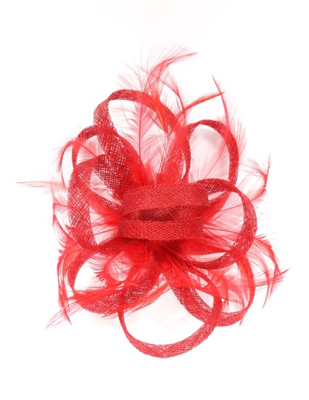 Tocado mediano plumas rojo