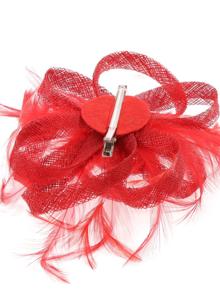 Tocado mediano plumas rojo