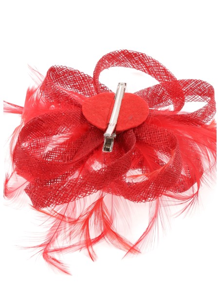 Tocado mediano plumas rojo