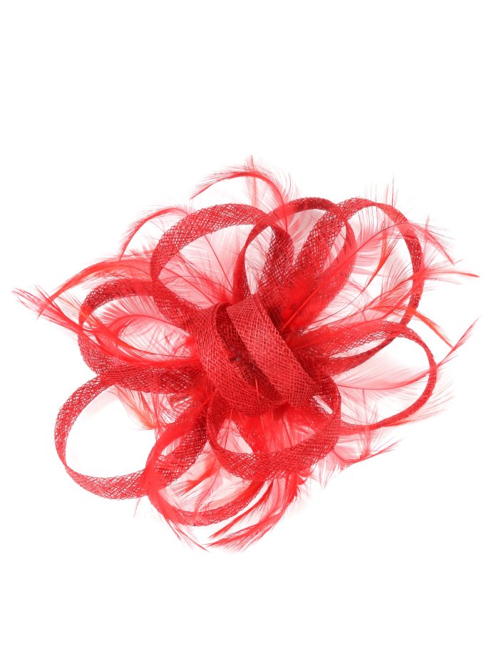 Tocado mediano plumas rojo