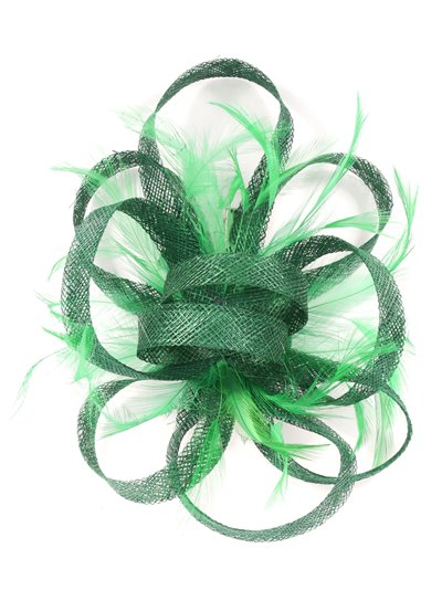 Feather hair fascinator headband verde-hierba