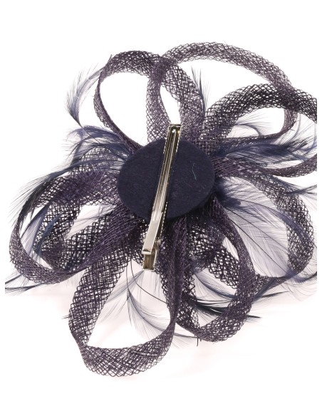 Tocado mediano plumas marino