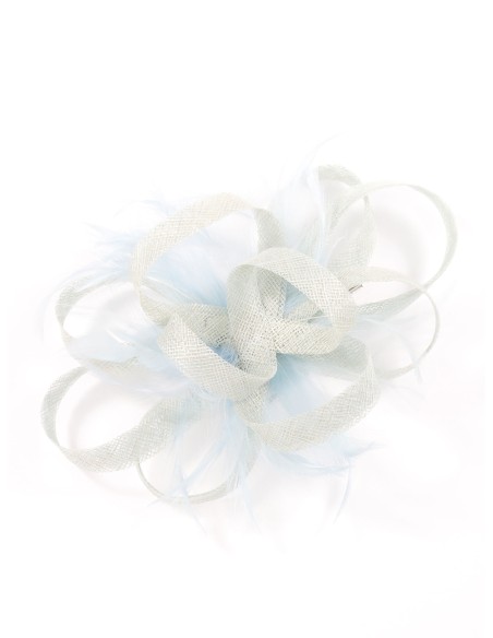 Tocado mediano plumas verde-menta