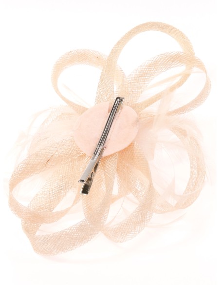 Tocado mediano plumas nude