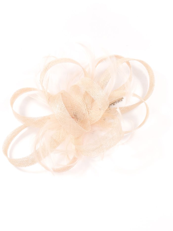 Tocado mediano plumas nude