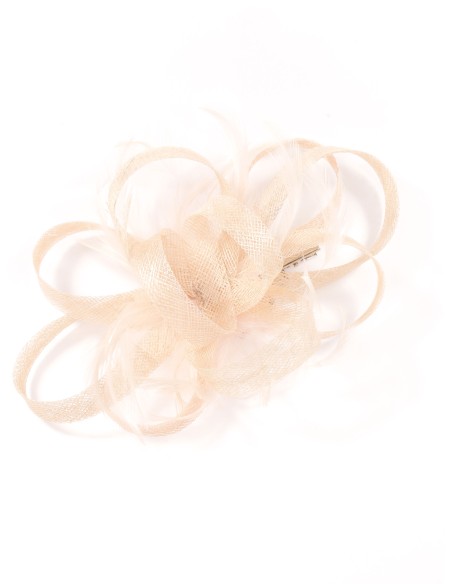 Tocado mediano plumas nude