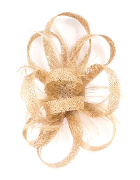 Tocado mediano plumas oro