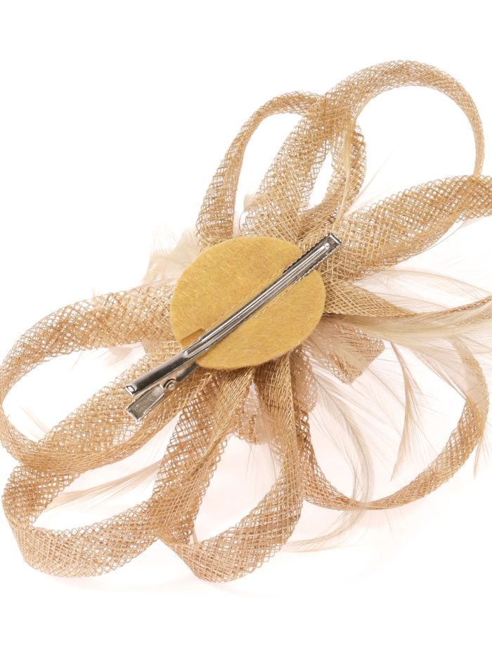 Tocado mediano plumas oro