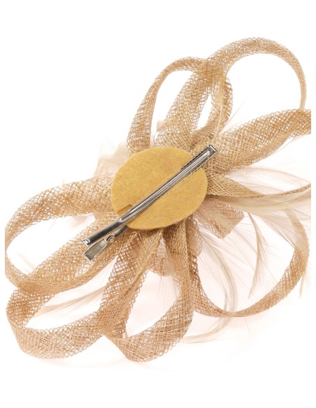 Tocado mediano plumas oro