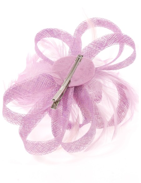 Tocado mediano plumas lila