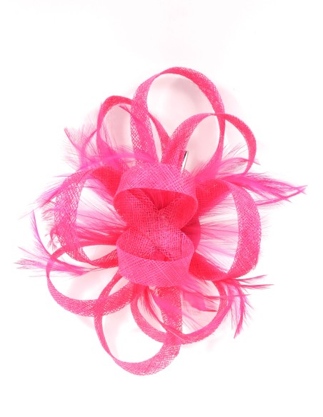 Tocado mediano plumas fucsia