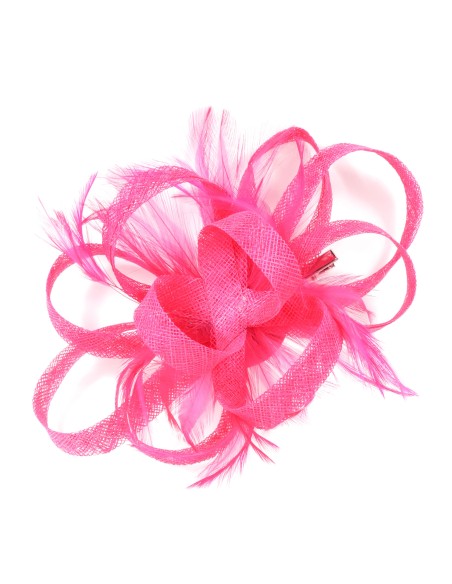 Tocado mediano plumas fucsia