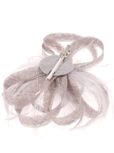 Tocado mediano plumas plata 2